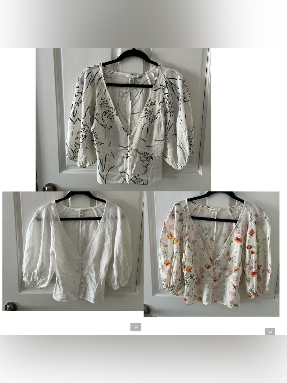 3 H&M Linen Tops Size XS